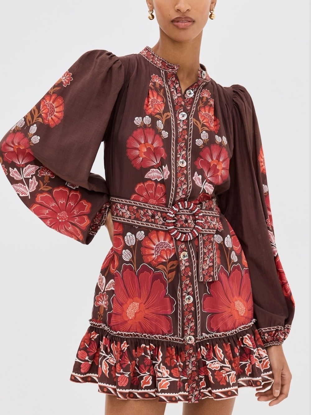 NWT FARM RIO Gigi Tapestry Brown Mini Dress